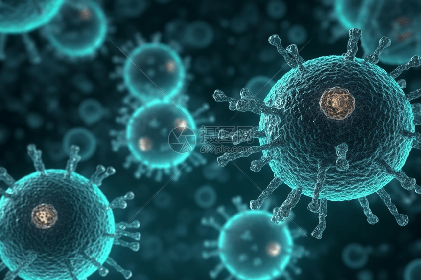 科技蓝色病毒细胞展示图片