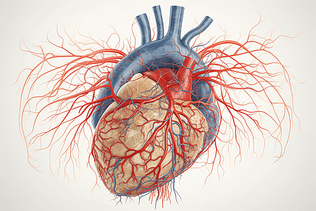 详细心脏和血管的全面平面插图插画