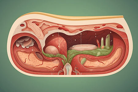 胃的消化过程横截面插图图片