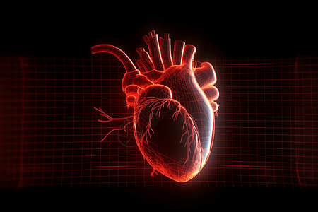 人类心脏心电图上的一颗心脏设计图片