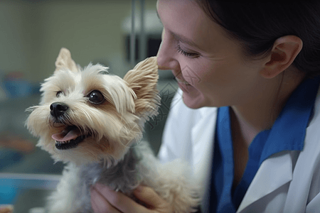 兽医替小狗检查身体图片