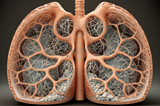 抽象支气管和肺泡的横截面图片