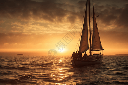游客享受帆船之旅高清图片