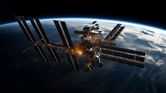 空间站绕地球运行背景图片