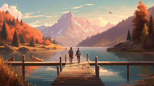 风景如画的高山湖泊图片