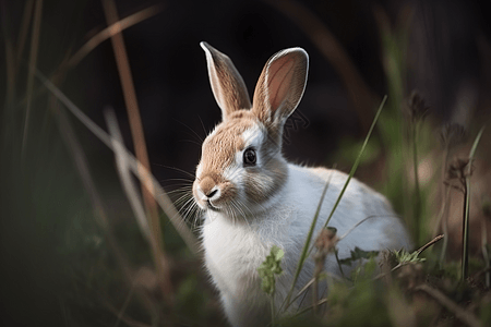 野外丛林中的兔子图片