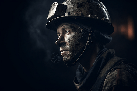 戴着帽子的煤矿工人图片