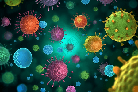 漂浮的彩色病毒图片