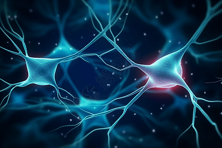 图示突触神经元蓝色背景图片