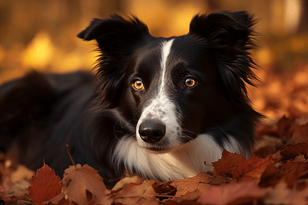 秋天郊外的牧羊犬图片