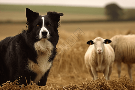 边境牧羊犬在牧羊高清图片