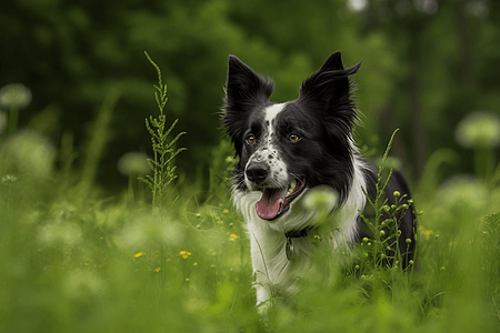 田园中的边境牧羊犬图片