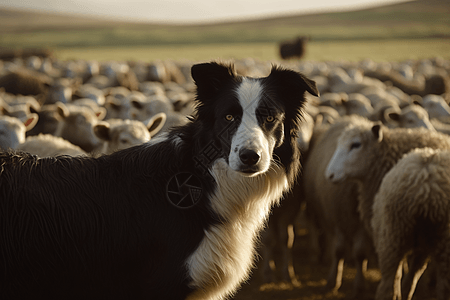 边境牧羊犬放牧图片