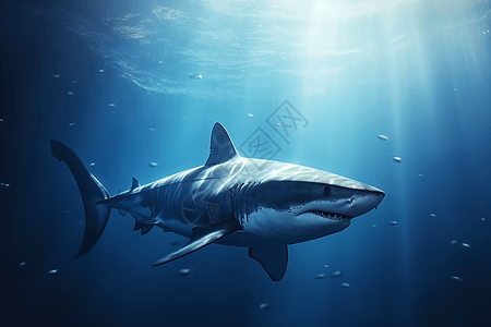 海底的鲨鱼游泳图片