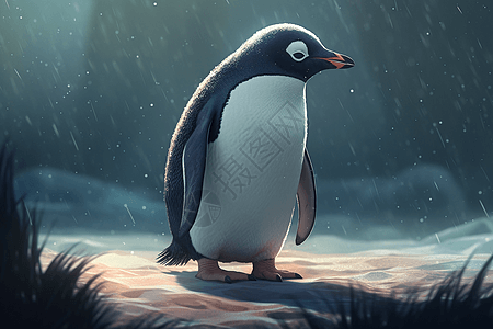 南极的企鹅插画背景图片