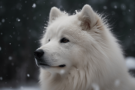 雪地中的萨摩耶图片