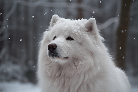 雪地中的萨摩耶图片