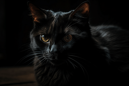 黑暗中的猫咪图片