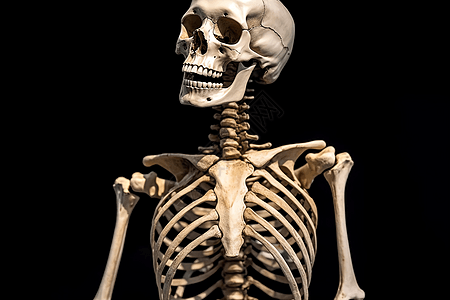 人体骨骼黑色背景隔离图片