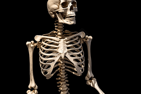 人体骨骼黑色背景隔离图片