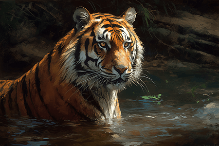 在丛林环境中的老虎背景图片