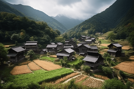 田野的村庄图片