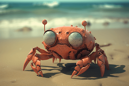 海滩上的卡通螃蟹背景图片