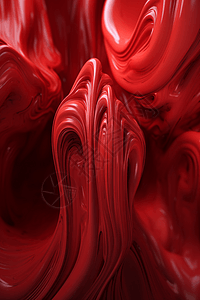 3D红色抽象流体背景图片