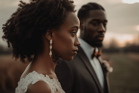黑人夫妇拍摄婚纱照高清图片