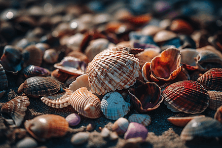 沙滩上的美丽贝壳图片