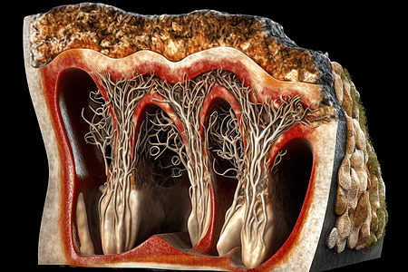 人类牙齿横截面背景图片