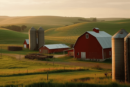 红色的谷仓的农场图片