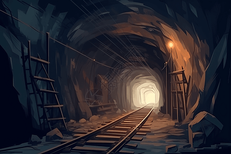 一条长长的煤矿隧道图片