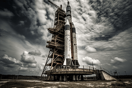 火箭在发射台上场景图图片