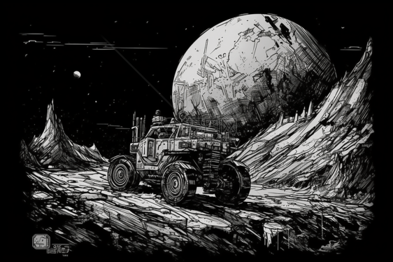 月球车穿越月球卡通插图图片