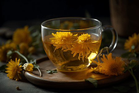 清澈的菊花茶图片