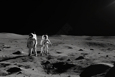 宇航员降落在月球背景图片