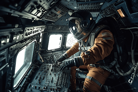 宇航员在机舱内失重地漂浮图片