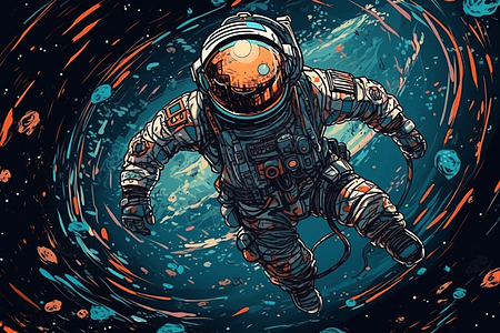 宇航员的插图背景图片