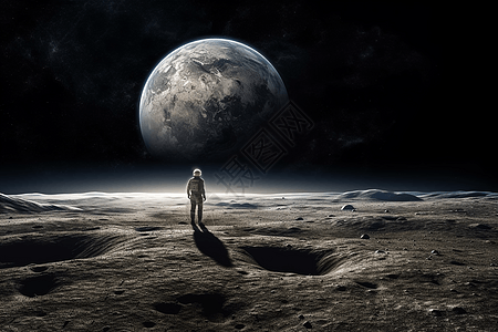 宇航员站在月球图图片