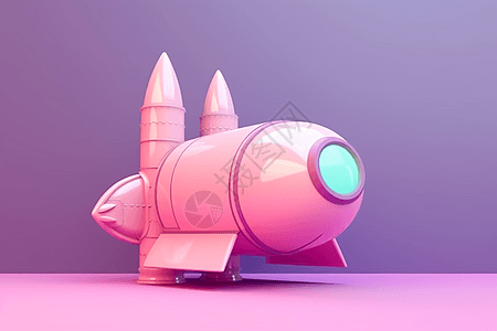 3d粉色的火箭图片