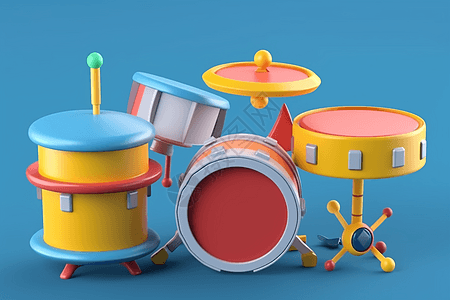 玩具鼓套装3d插图图片