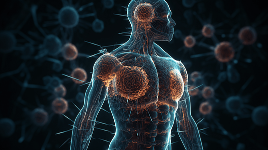 免疫系统防御3D渲染图背景图片