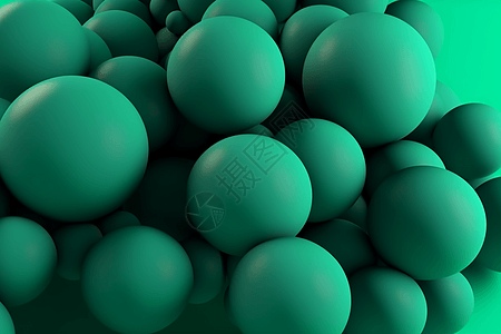 3d渲染绿色球插图图片