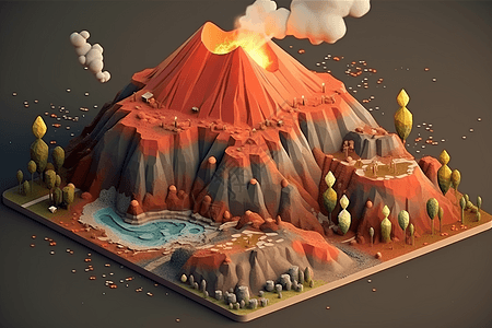 火山爆发插图图片