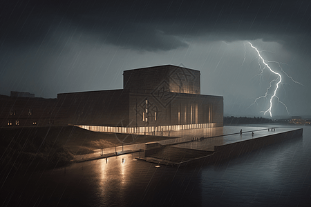 雷雨期间博物馆的外观图片