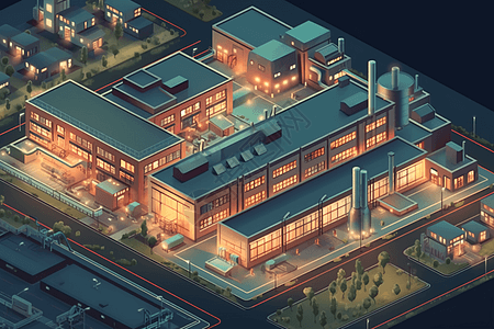 现代工厂建筑群俯视图图片