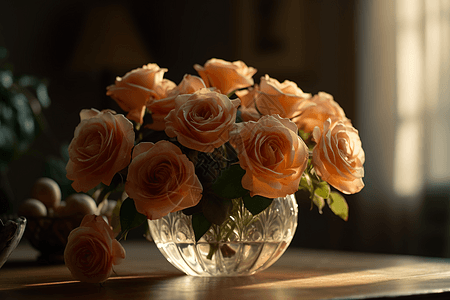 桃色玫瑰花瓶图片