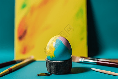 复活节彩蛋与油漆刷图片