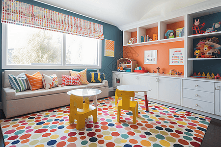 彩色秋叶地毯鲜艳的儿童房设计图片